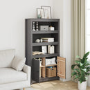 skab 80x35x154 cm massivt fyrretræ grå