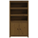 skab 80x35x154 cm massivt fyrretræ gyldenbrun