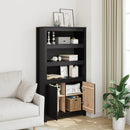 skab 80x35x154 cm massivt fyrretræ sort