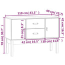 skænk 110x40x78 cm massivt fyrretræ hvid