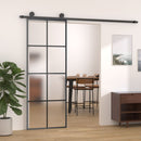 skydedør med hardwaresæt 76x205 cm sikkerhedsglas aluminium