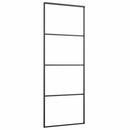 skydedør med hardwaresæt 76x205 cm sikkerhedsglas aluminium