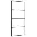 skydedør med hardwaresæt 90x205 cm sikkerhedsglas aluminium