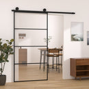 skydedør med hardwaresæt 102,5x205 cm sikkerhedsglas aluminium