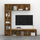 bogreol/tv-skabe 3 dele 180x30x180 cm røget egetræsfarve