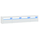 tv-skab med LED-lys 240x35x40 cm hvid