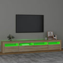 tv-skab med LED-lys 240x35x40 cm sonoma-eg