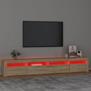tv-skab med LED-lys 240x35x40 cm sonoma-eg