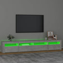 sengebord med LED-lys 240x35x40 cm betongrå