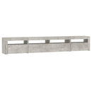 sengebord med LED-lys 240x35x40 cm betongrå