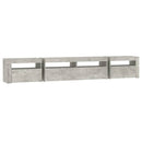 sengebord med LED-lys 240x35x40 cm betongrå