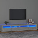 sengebord med LED-lys 240x35x40 cm betongrå
