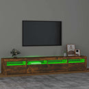 tv-skab med LED-lys 240x35x40 cm røget egetræ