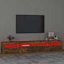 tv-skab med LED-lys 240x35x40 cm røget egetræ