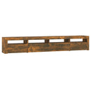 tv-skab med LED-lys 240x35x40 cm røget egetræ