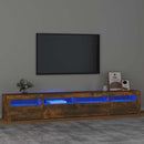 tv-skab med LED-lys 240x35x40 cm røget egetræ