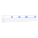 tv-skab med LED-lys 210x35x40 cm hvid