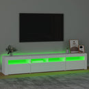 tv-skab med LED-lys 210x35x40 cm hvid