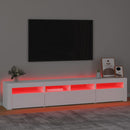 tv-skab med LED-lys 210x35x40 cm hvid