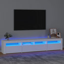 tv-skab med LED-lys 210x35x40 cm hvid