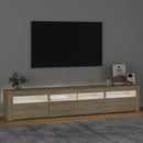 tv-skab med LED-lys 210x35x40 cm Sonoma-eg