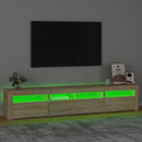 tv-skab med LED-lys 210x35x40 cm Sonoma-eg
