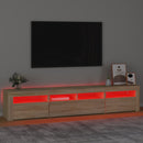 tv-skab med LED-lys 210x35x40 cm Sonoma-eg