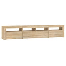 tv-skab med LED-lys 210x35x40 cm Sonoma-eg