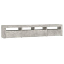 tv-skab med LED-lys 210x35x40 cm betongrå