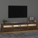 tv-skab med LED-lys 210x35x40 cm røget egetræ