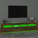 tv-skab med LED-lys 210x35x40 cm røget egetræ