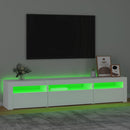 tv-skab med LED-lys 195x35x40 cm hvid