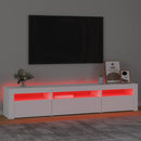 tv-skab med LED-lys 195x35x40 cm hvid