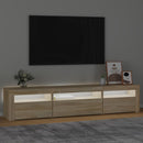 tv-bord med LED-lys 195x35x40 cm sonoma-eg
