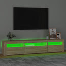 tv-bord med LED-lys 195x35x40 cm sonoma-eg