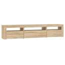 tv-bord med LED-lys 195x35x40 cm sonoma-eg