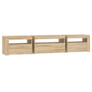 tv-bord med LED-lys 195x35x40 cm sonoma-eg