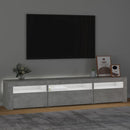 sengebord med LED-lys 195x35x40 cm betongrå