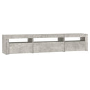 sengebord med LED-lys 195x35x40 cm betongrå