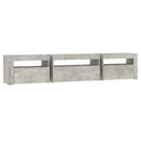 sengebord med LED-lys 195x35x40 cm betongrå
