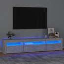 sengebord med LED-lys 195x35x40 cm betongrå