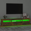 tv-bord med LED-lys 195x35x40 cm røget egetræsfarve