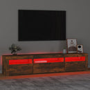 tv-bord med LED-lys 195x35x40 cm røget egetræsfarve