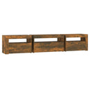 tv-bord med LED-lys 195x35x40 cm røget egetræsfarve