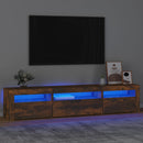 tv-bord med LED-lys 195x35x40 cm røget egetræsfarve
