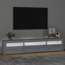 tv-bord med LED-lys 195x35x40 cm grå sonoma-eg