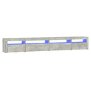 sengebord med LED-lys 270x35x40 cm betongrå