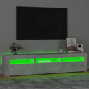 tv-bord med LED-lys 180x35x40 cm betongrå