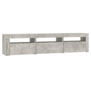 tv-bord med LED-lys 180x35x40 cm betongrå