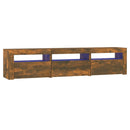 tv-bord med LED-lys 180x35x40 cm røget egetræsfarve